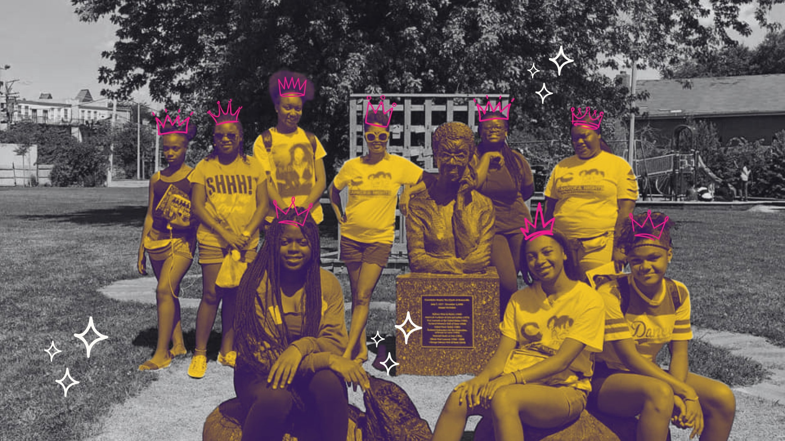 Young girls on a historic visit.