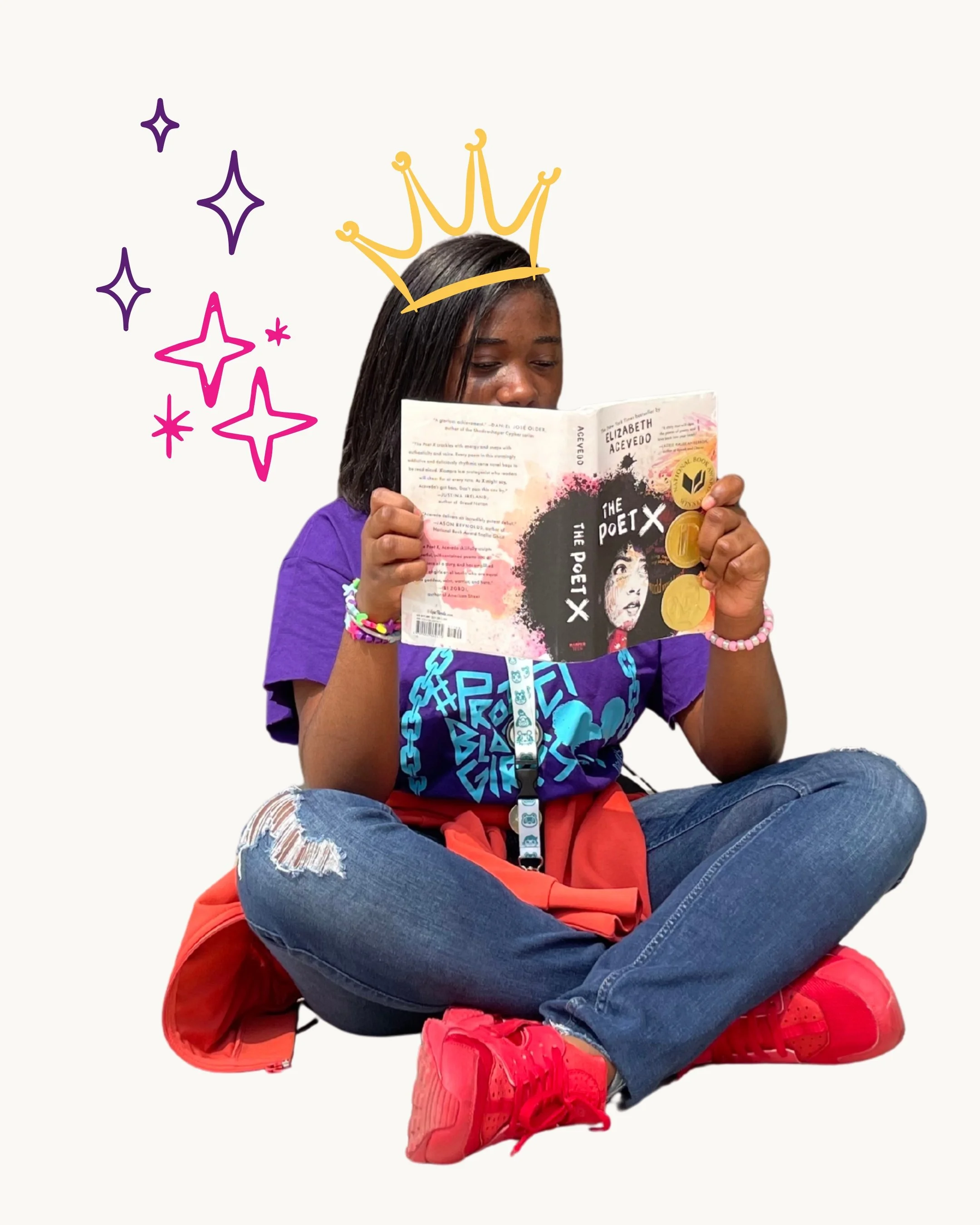 Girl reading a book.