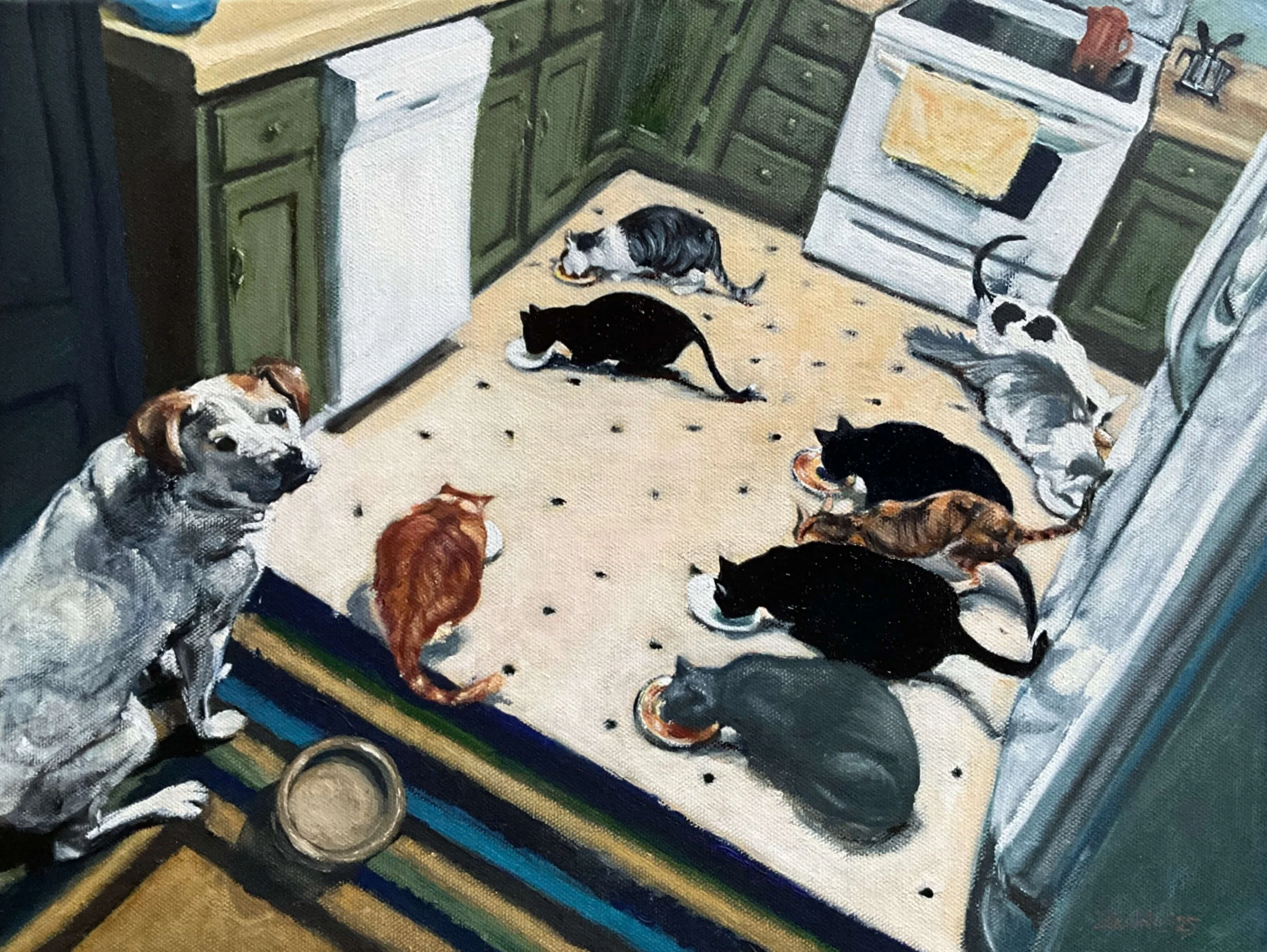 “Dinner time” oil on canvas. 12inx16in.