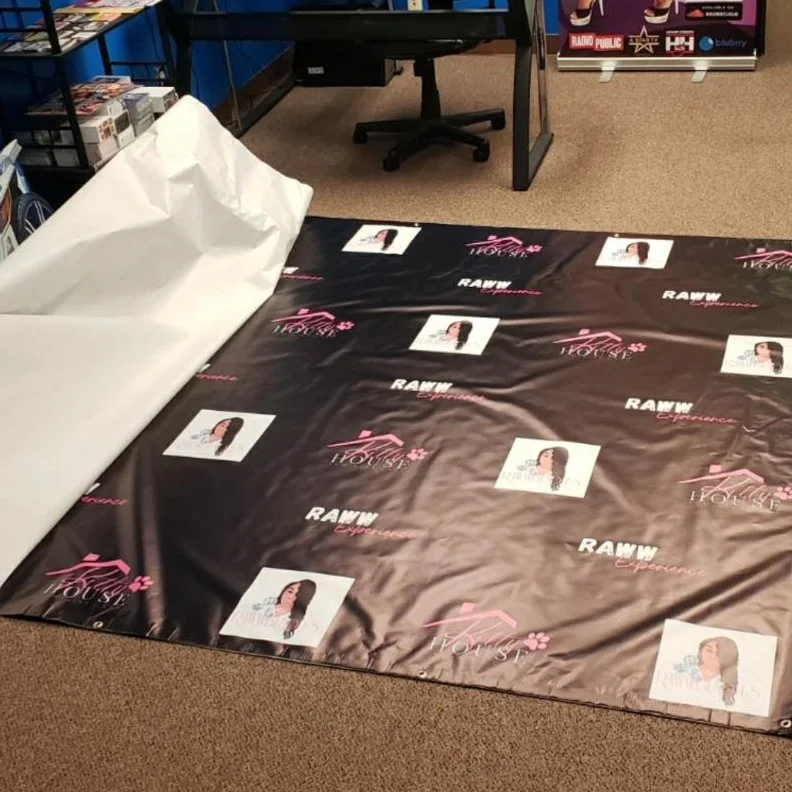8x8 foot Step and Repeat Banner - Backdrop – Large Event & Photo Display Printed in Houston, TX