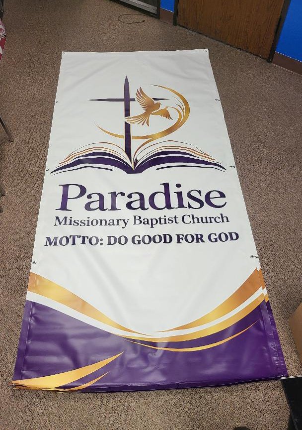 4x9 foot Vinyl Banner – In Door / Out Door Church Signage Printed in Houston, TX