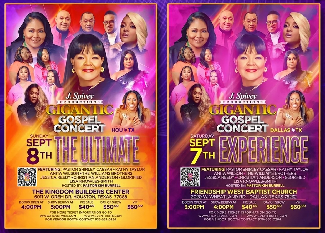 Custom 4x6 Event Flyer Graphic Design – Gospel Concert & Live Entertainment Layout Created in Houston, TX