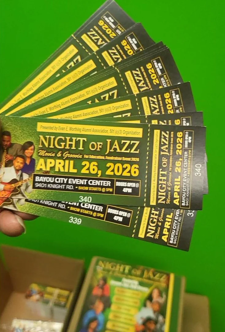 2"x6" Event Tickets – Night of Jazz Concert & VIP Event Passes Printed in Houston, TX