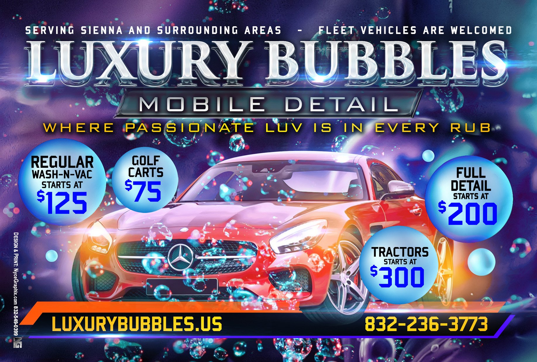 Custom 4x6 Promotional Flyer Graphic Design – Mobile Detailing Services Advertising in Houston, TX