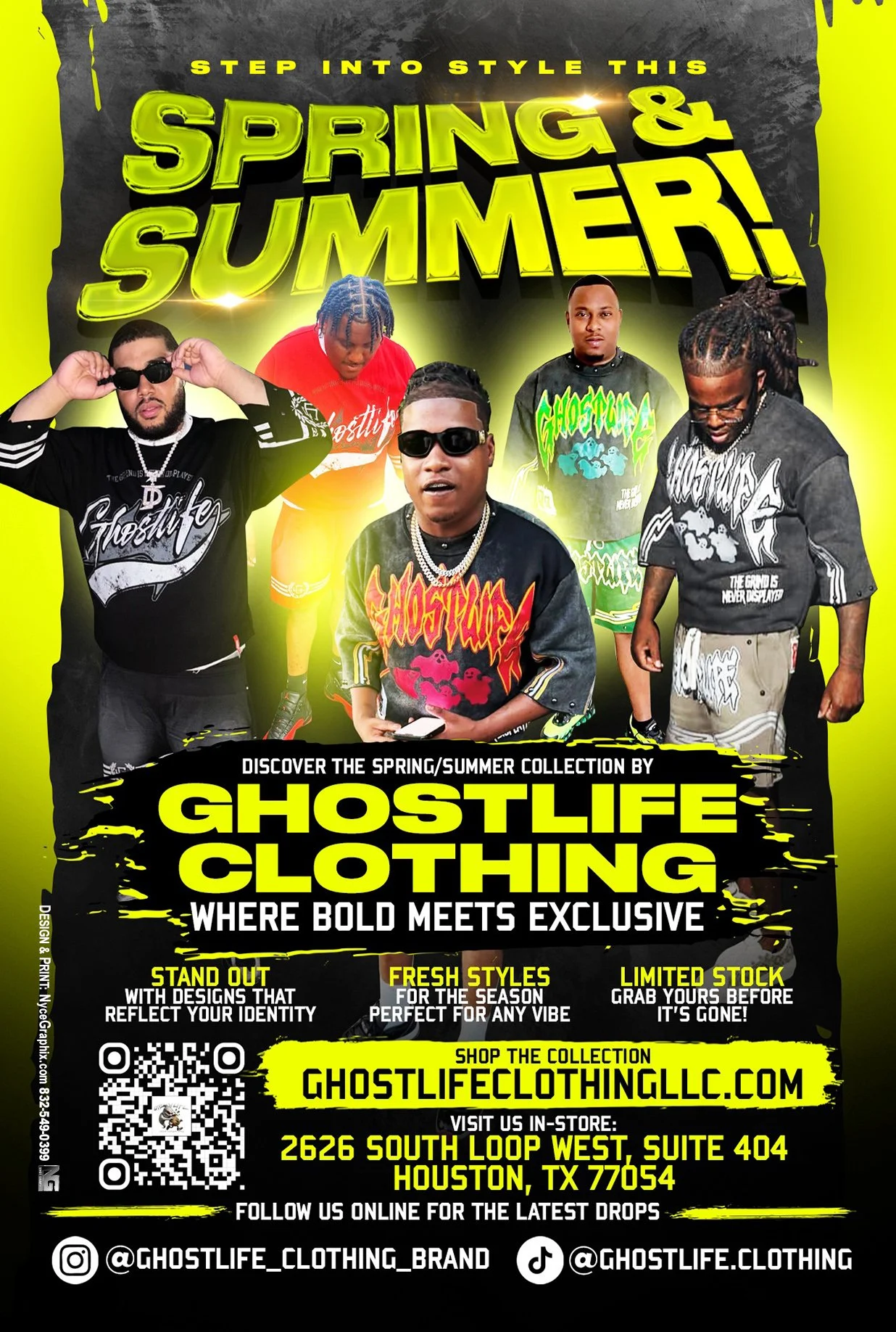 Custom 4x6 Graphic Design – Apparel Brand & Clothing Line Event Promo Created in Houston, TX