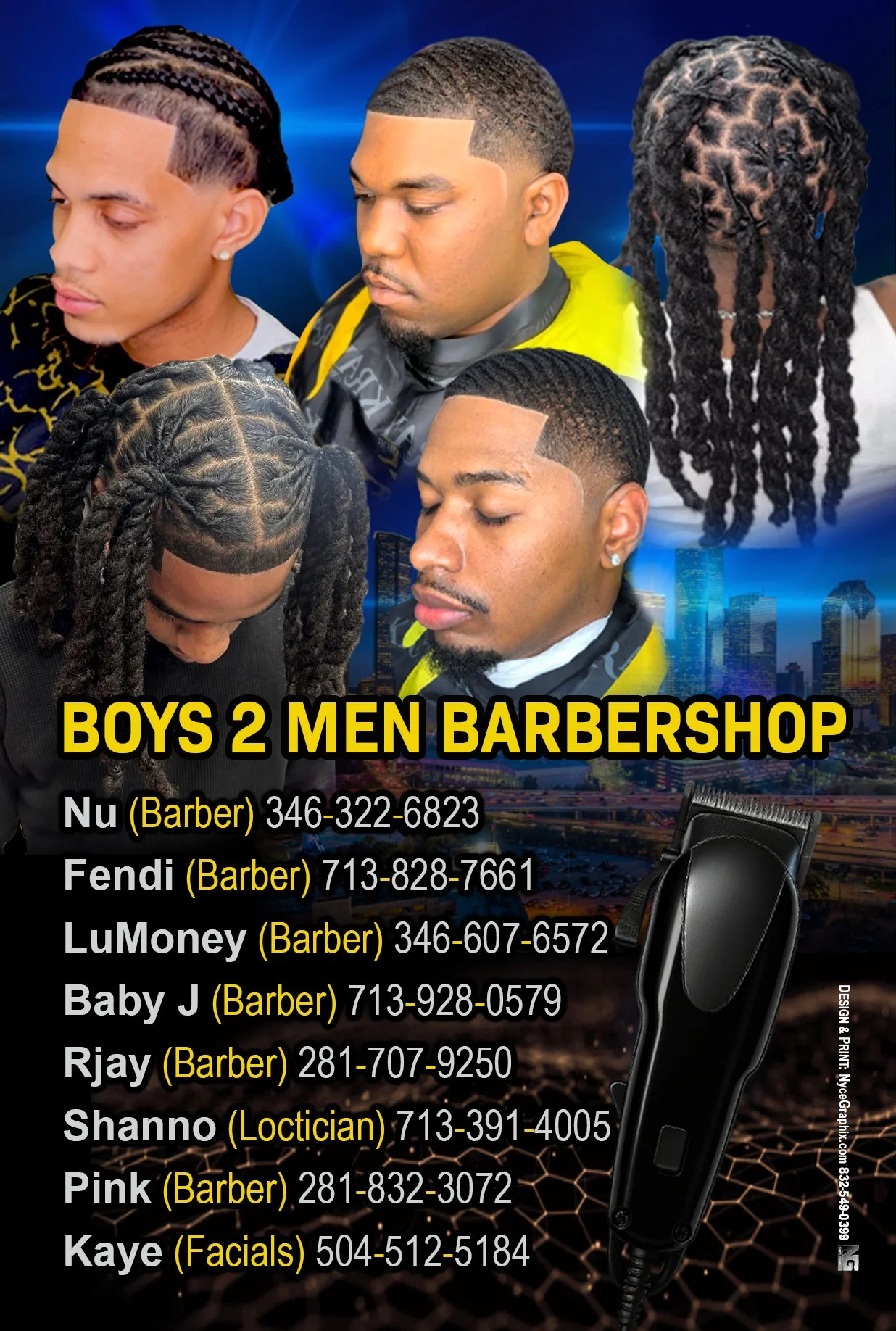 Custom 4x6 Promotional Flyer Design (Back Side) – Barbershop Layout Designed in Houston, TX