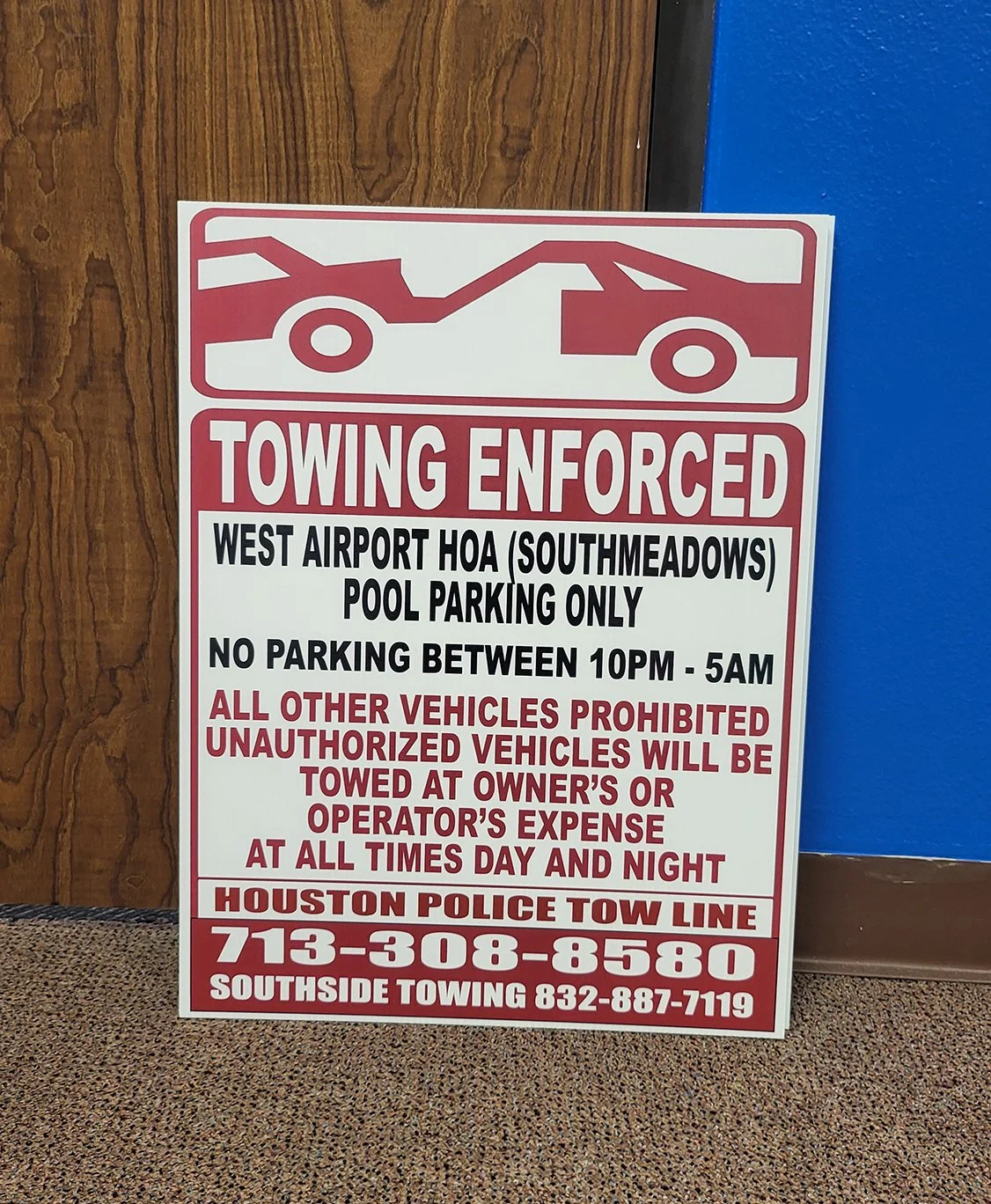18"x24" Custom Coroplast Sign – Towing Enforced & Parking Control Signage Printed in Houston, TX