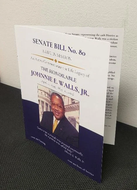 8.5"x11" 4-Page Bi-Fold Funeral Program Booklets (Finished Size 8.5"x11" - Flat Size 11"x17" on 100lb Gloss Text Paper) – Celebration of Life Keepsakes Printed in Houston, TX