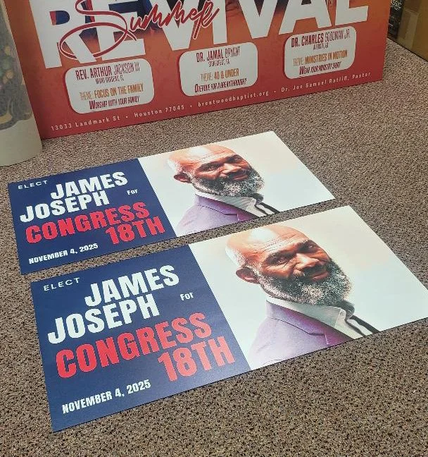 24"x12" Political Campaign Vehicle Magnets – Candidate Auto Signage Printed in Houston, TX