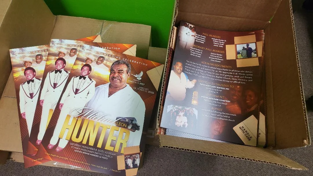 8.5"x11" 4-Page Bi-Fold Funeral Program Booklets (Finished Size 8.5"x11" - Flat Size 11"x17" on 100lb Gloss Text Paper) – Memorial Service Guides Printed in Houston, TX