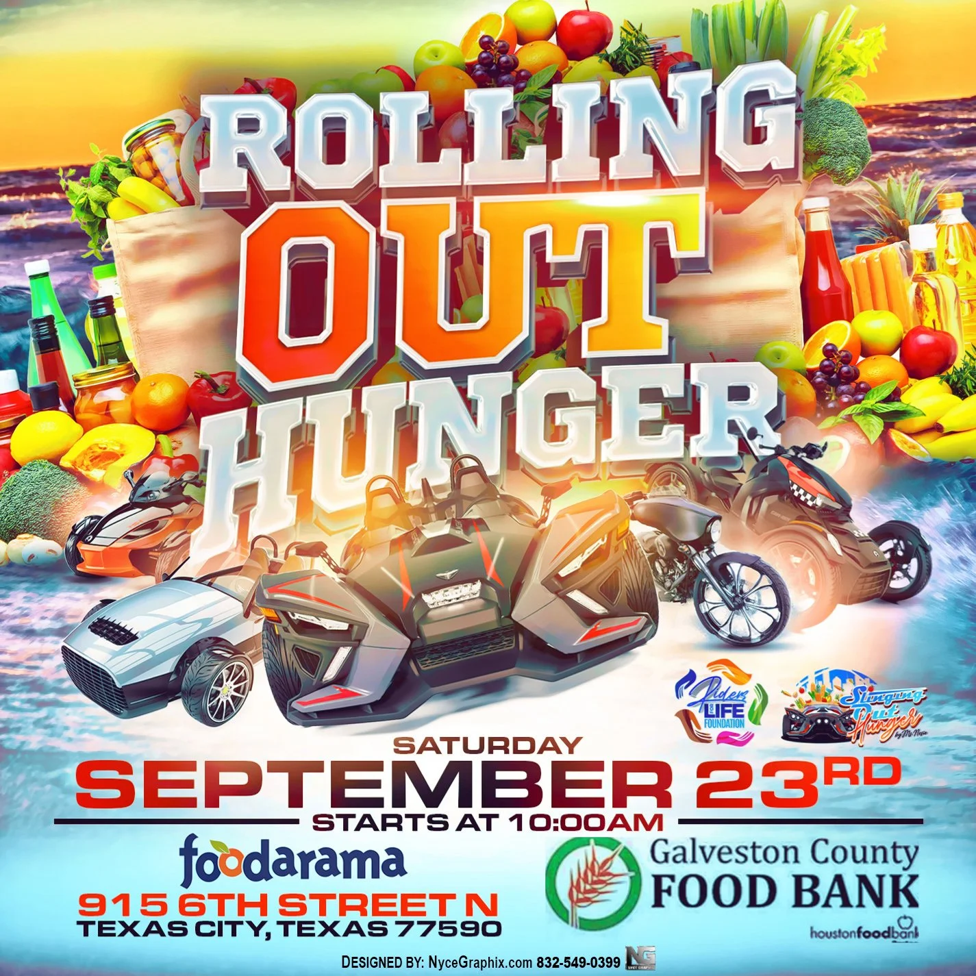 Custom Social Media Event Flyer Graphic Design – Community Food Drive & Charity Event Marketing in Houston, TX