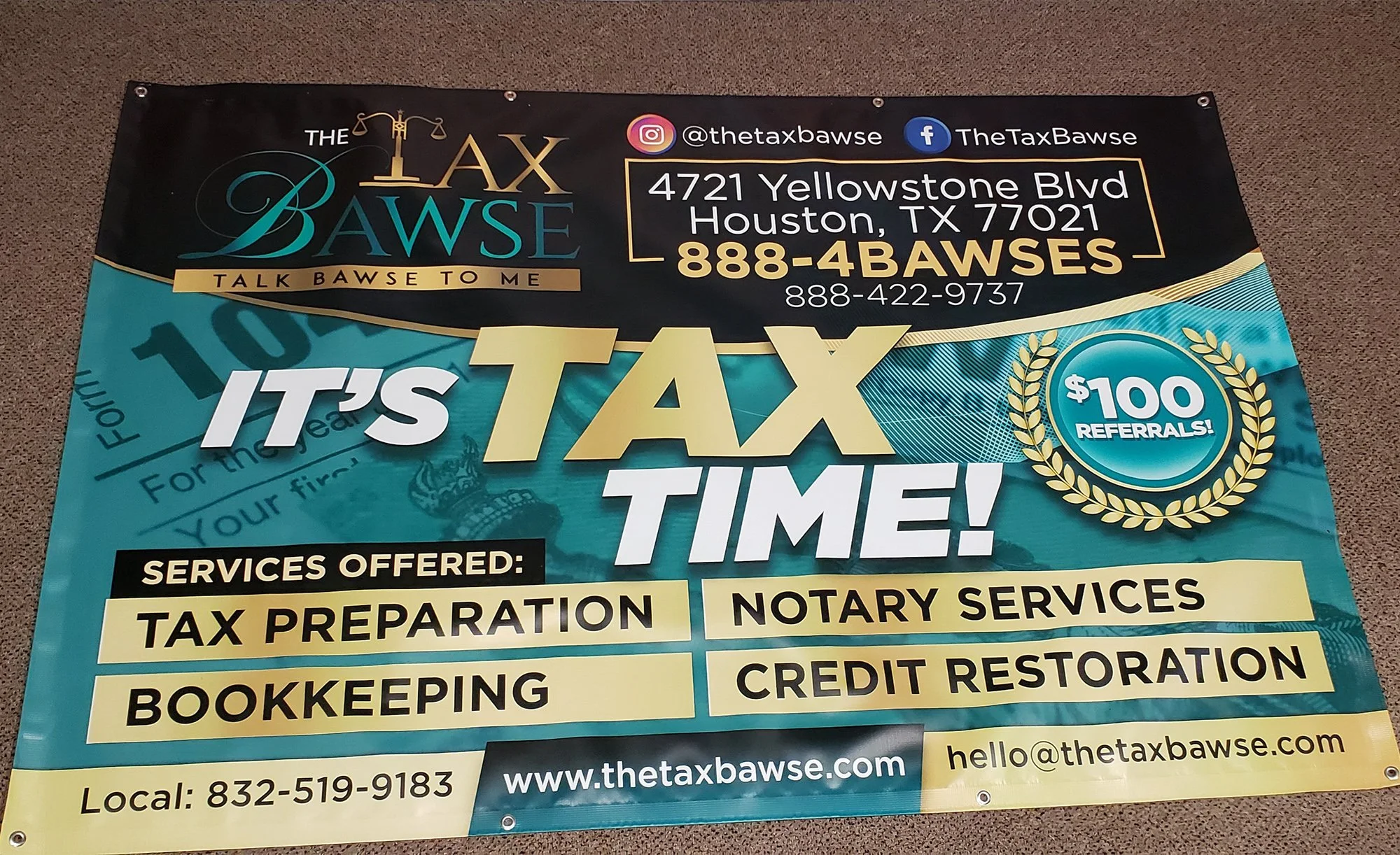 6x4 foot Indoor / Outdoor Business Vinyl Banner – Seasonal Promotion & Service Signage Printed in Houston, TX