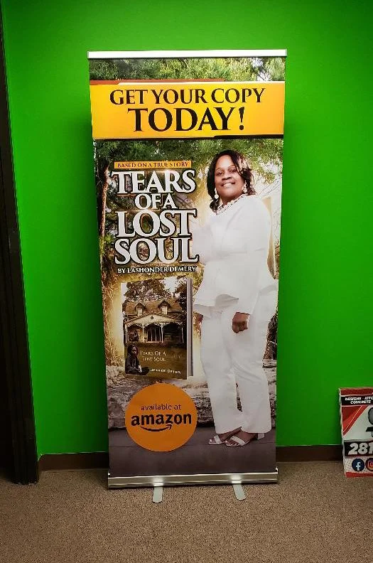33.5"x80" Retractable Banner – Author & Book Release Display Printed in Houston, TX