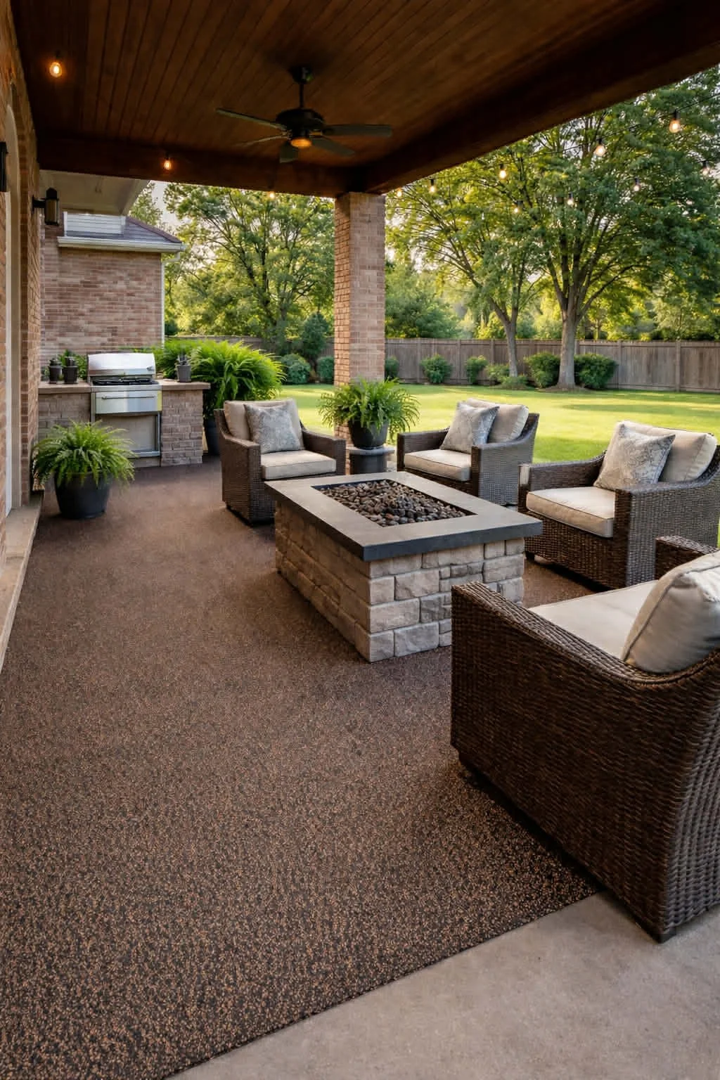 Patio with new poured in place rubber walkway