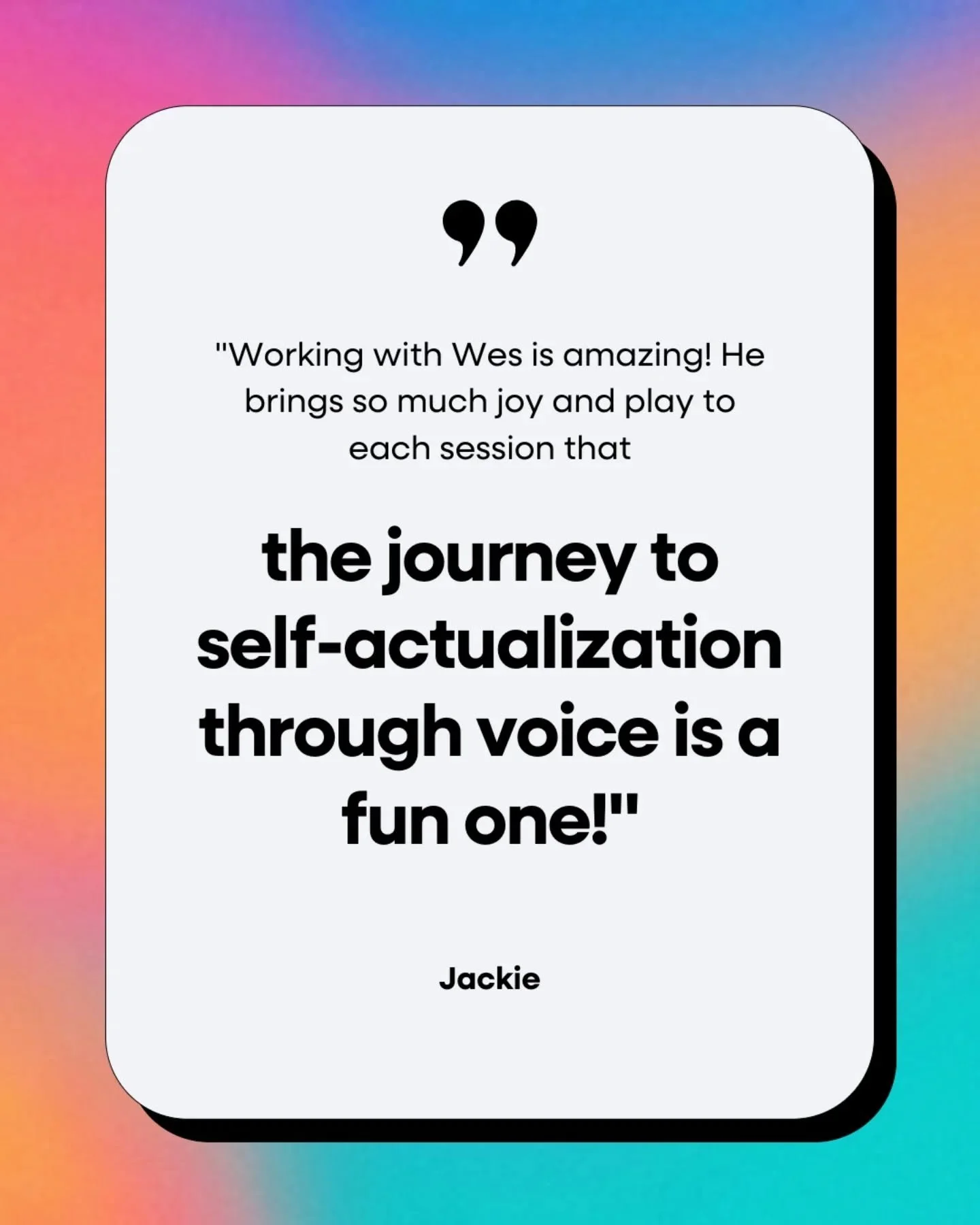 Voice work touches something deep inside, and offers so many opportunities for growth, joy, and pushing through our limiting beliefs.

Wes bridges modalities like mindfulness and somatics, and encourages a playful, curious, open-hearted mindset. 

#t