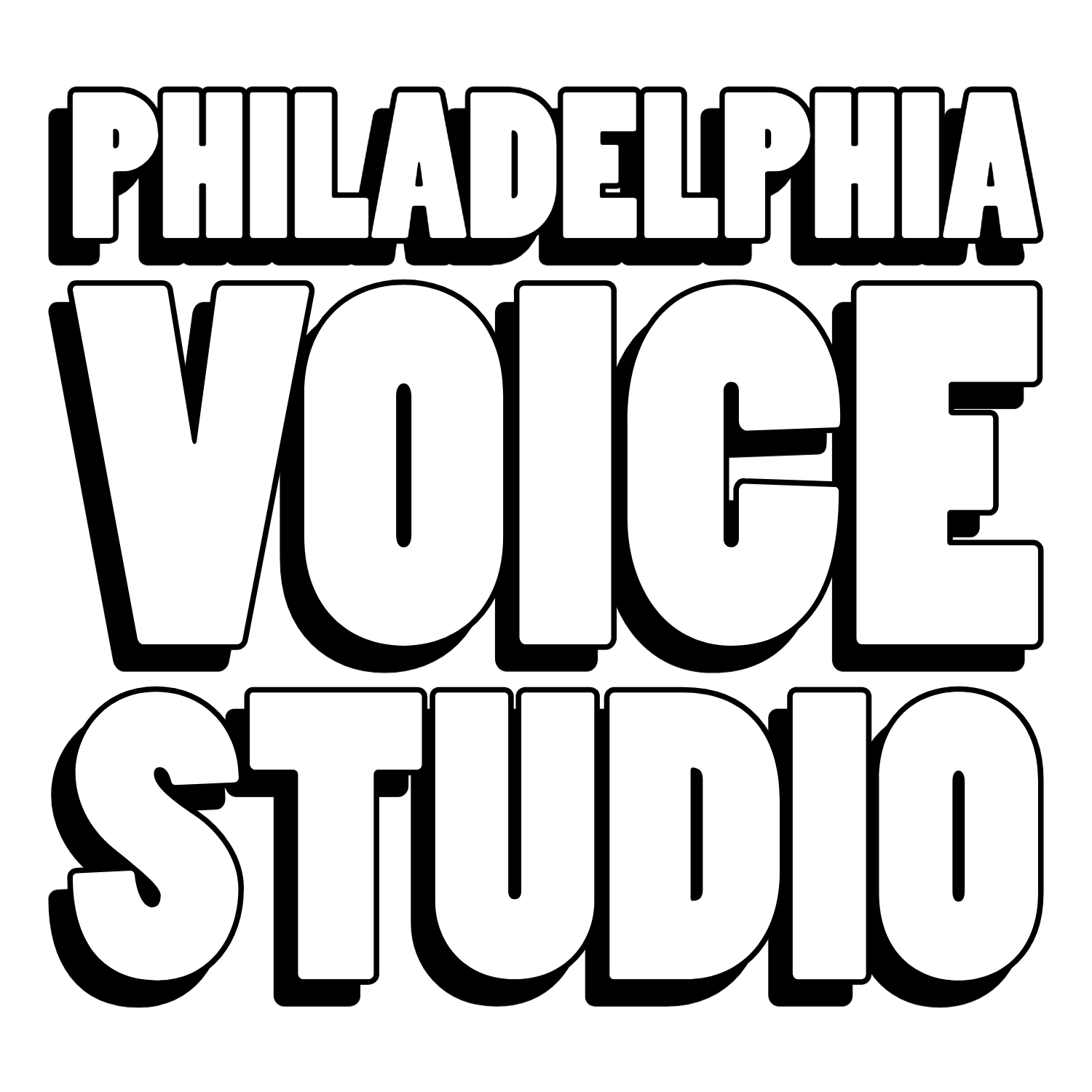 Bold white text on a black background reads "PHILADELPHIA VOICE STUDIO."