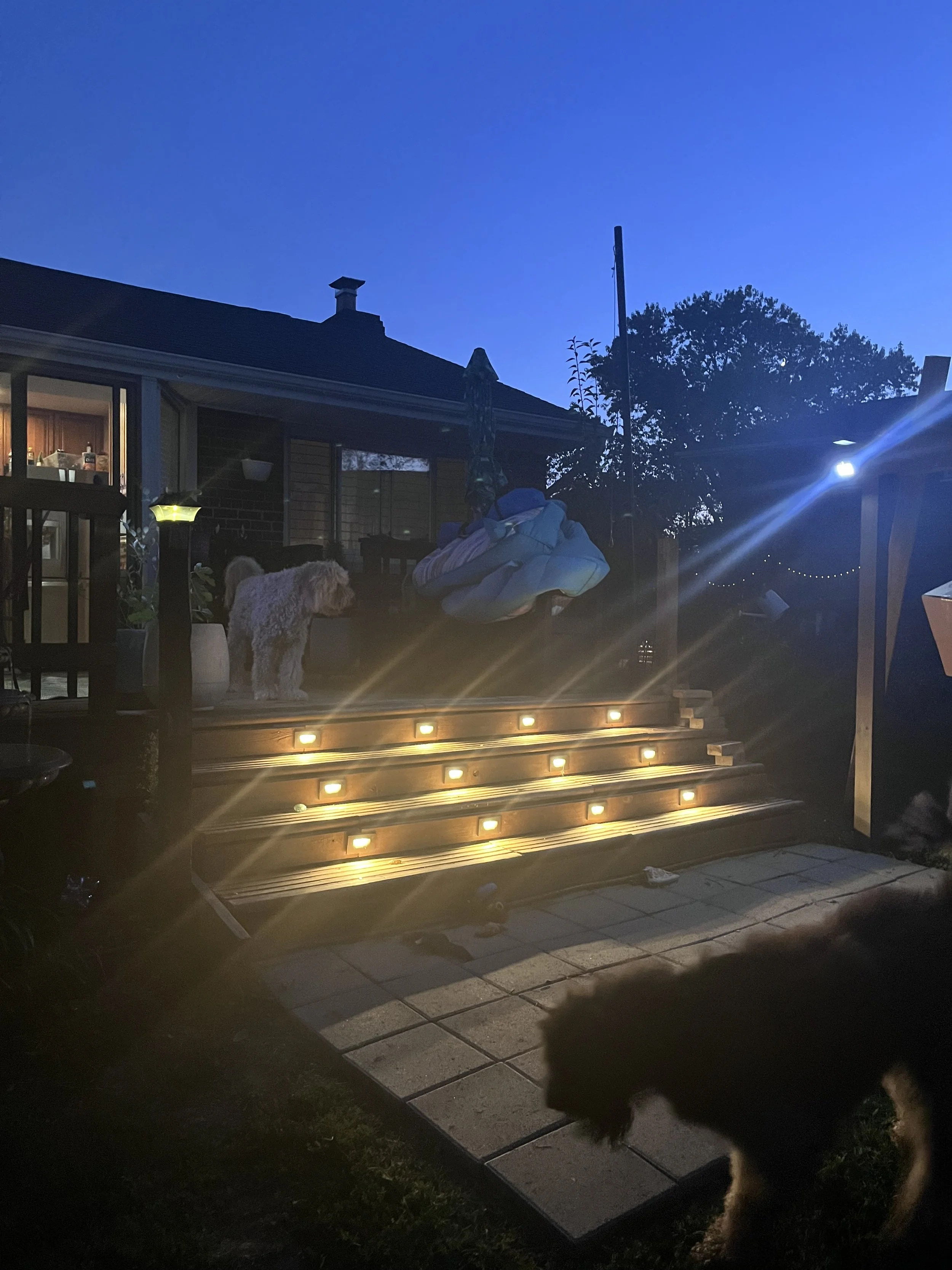 Installation of LED lights on deck steps in Alexandria, VA