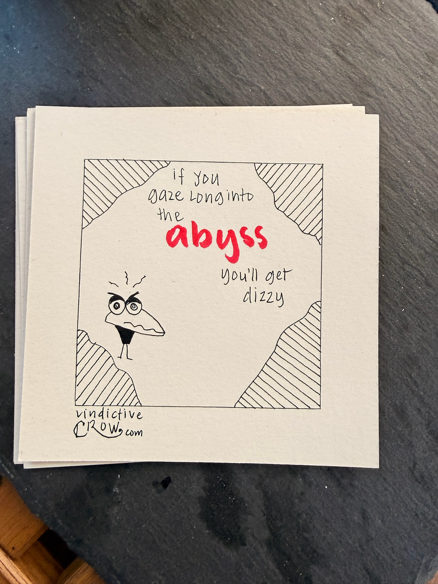 Stare in To the Abyss - Hand Drawn Ink Card