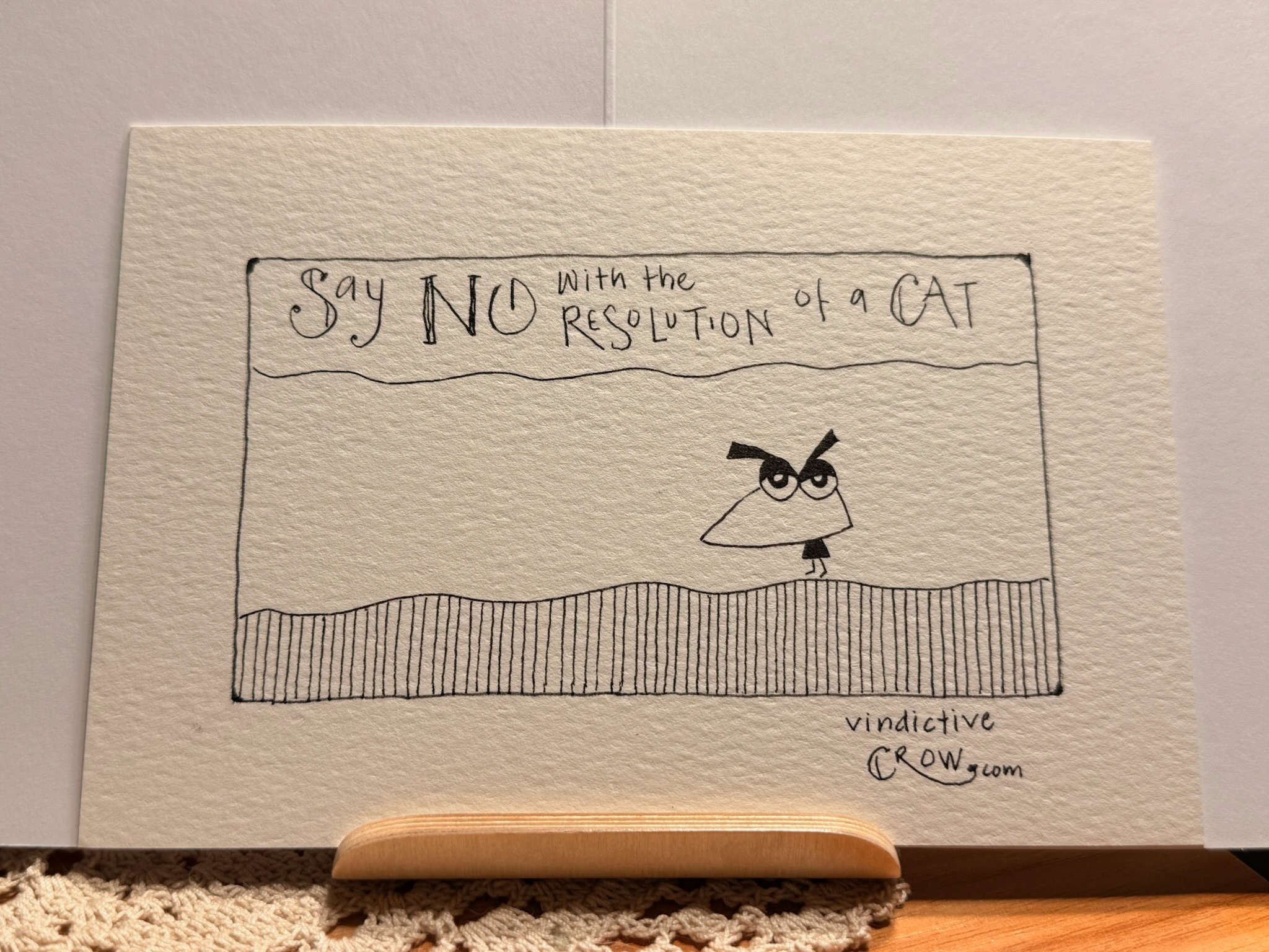 Resolution of a Cat - Hand Drawn Ink Card