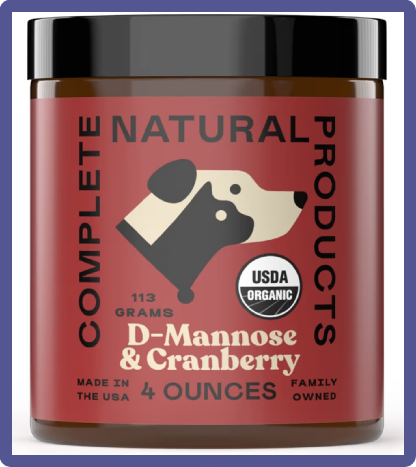 A package of Complete Natural Products Organic D-Mannose & Cranberry powder, used as a holistic supplement to support feline urinary tract health and prevent UTIs. Categories: Urinary Health, Immune Support