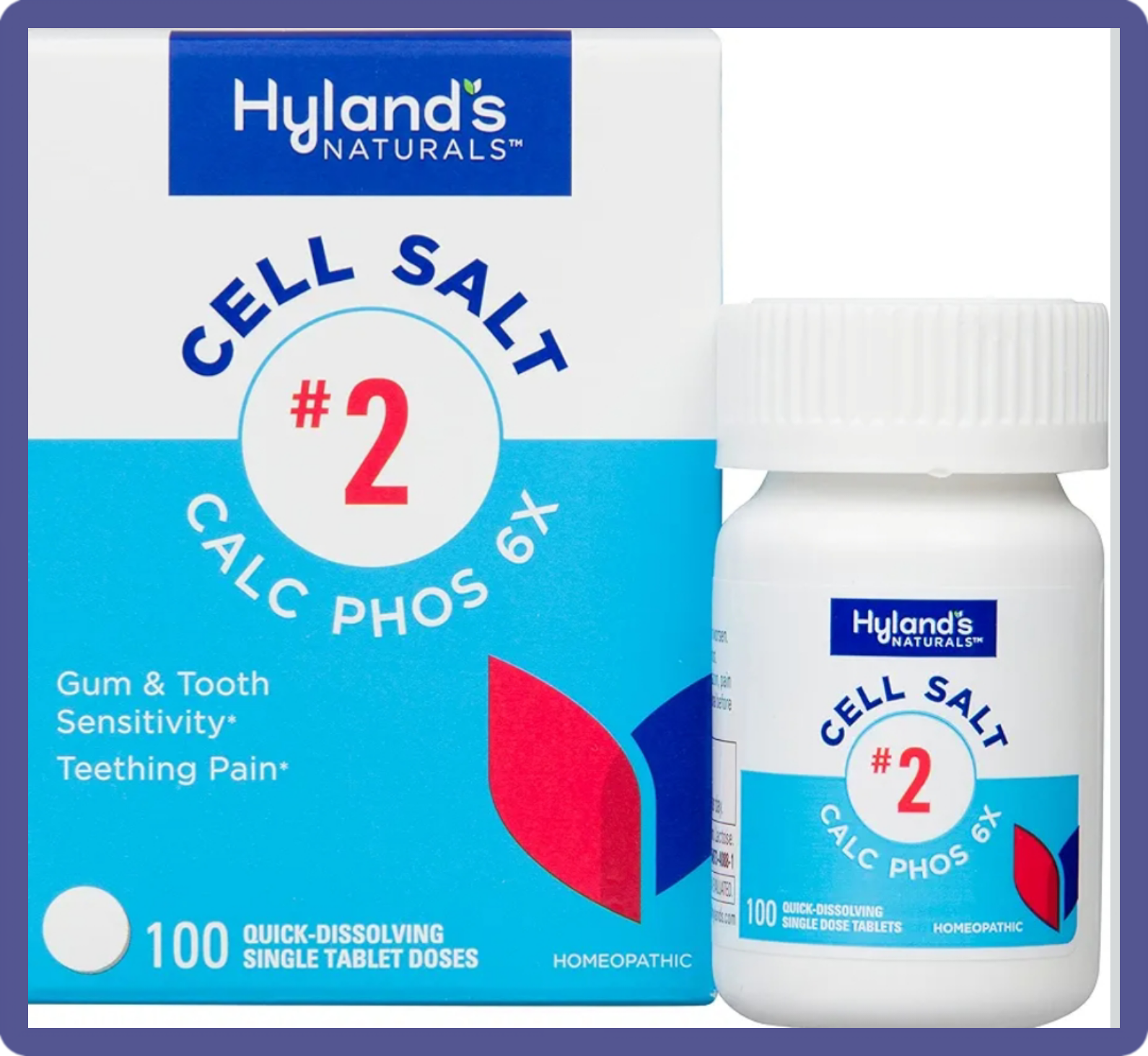 Small bottle of Hyland's Naturals Cell Salt #2 Calc. Phos. tablets for bone and structural support.