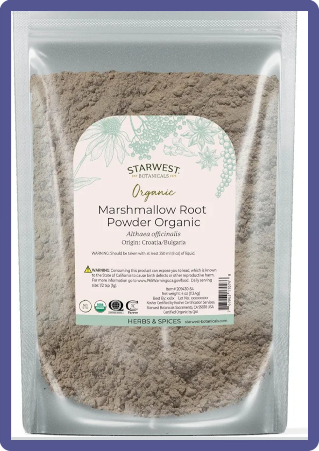 Starwest Botanicals Organic Marshmallow Root Powder