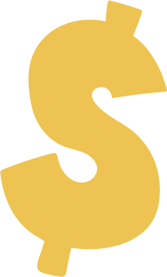 A large gold dollar sign symbol.