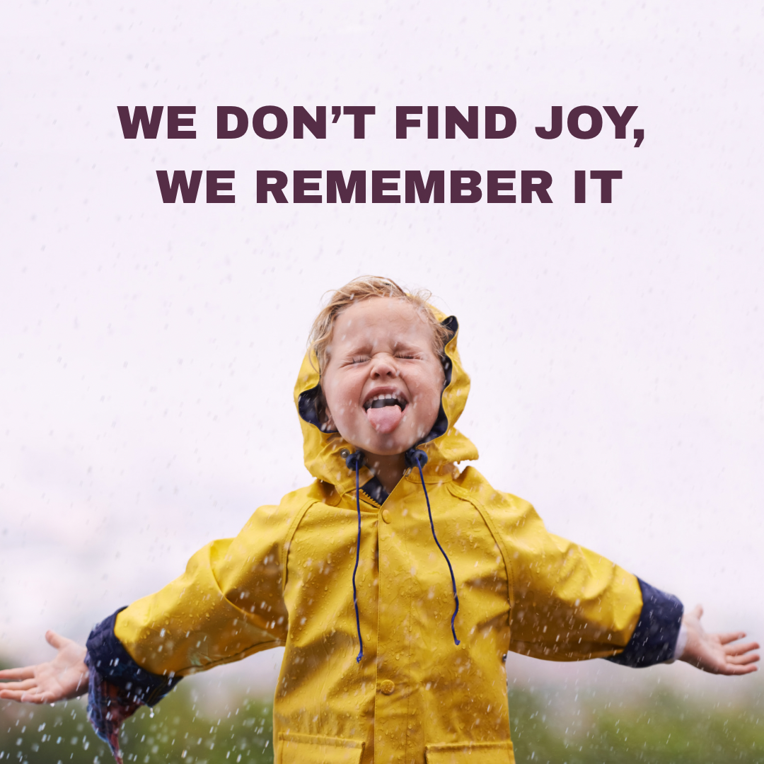 WE DON’T FIND JOY, WE REMEMBER IT