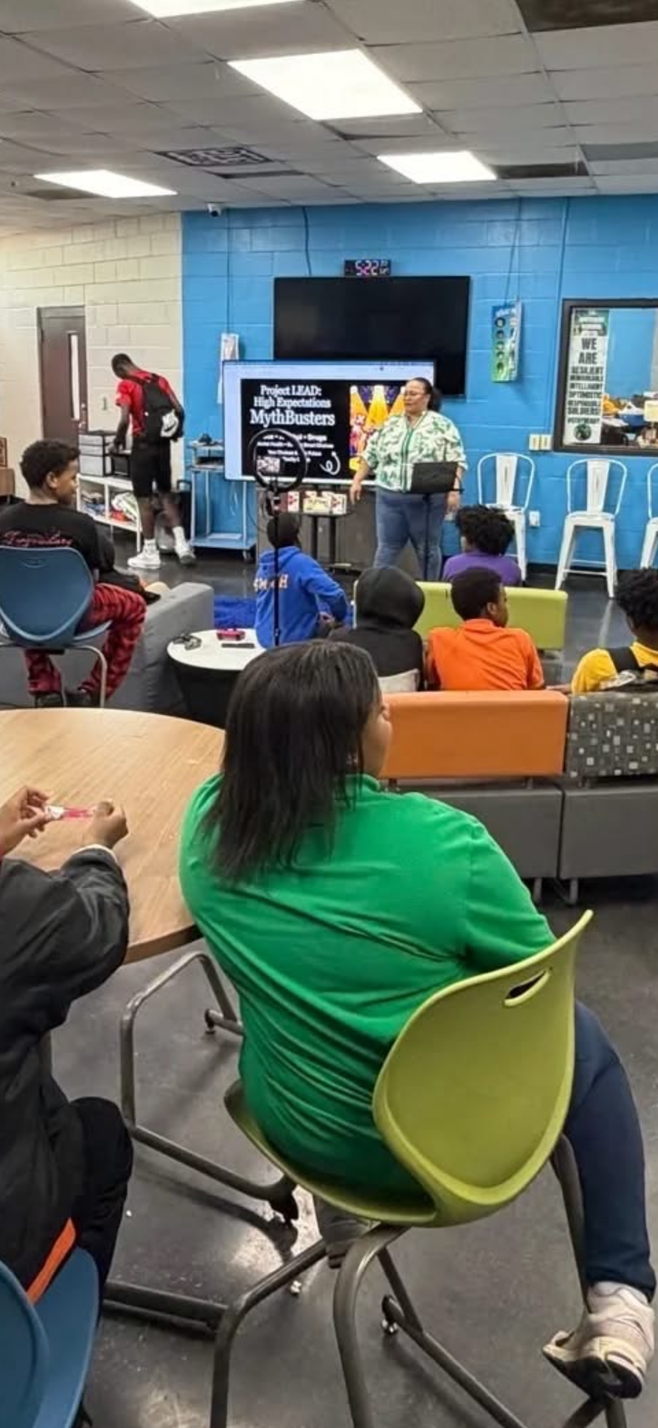 Christel Walker leading Project LEAD mental-health and prevention education at We Own Friday Nights.