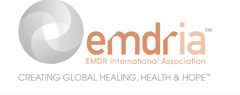 Emdria logo with a gray globe and orange text, slogan reads 'Creating Global Healing, Health & Hope'.