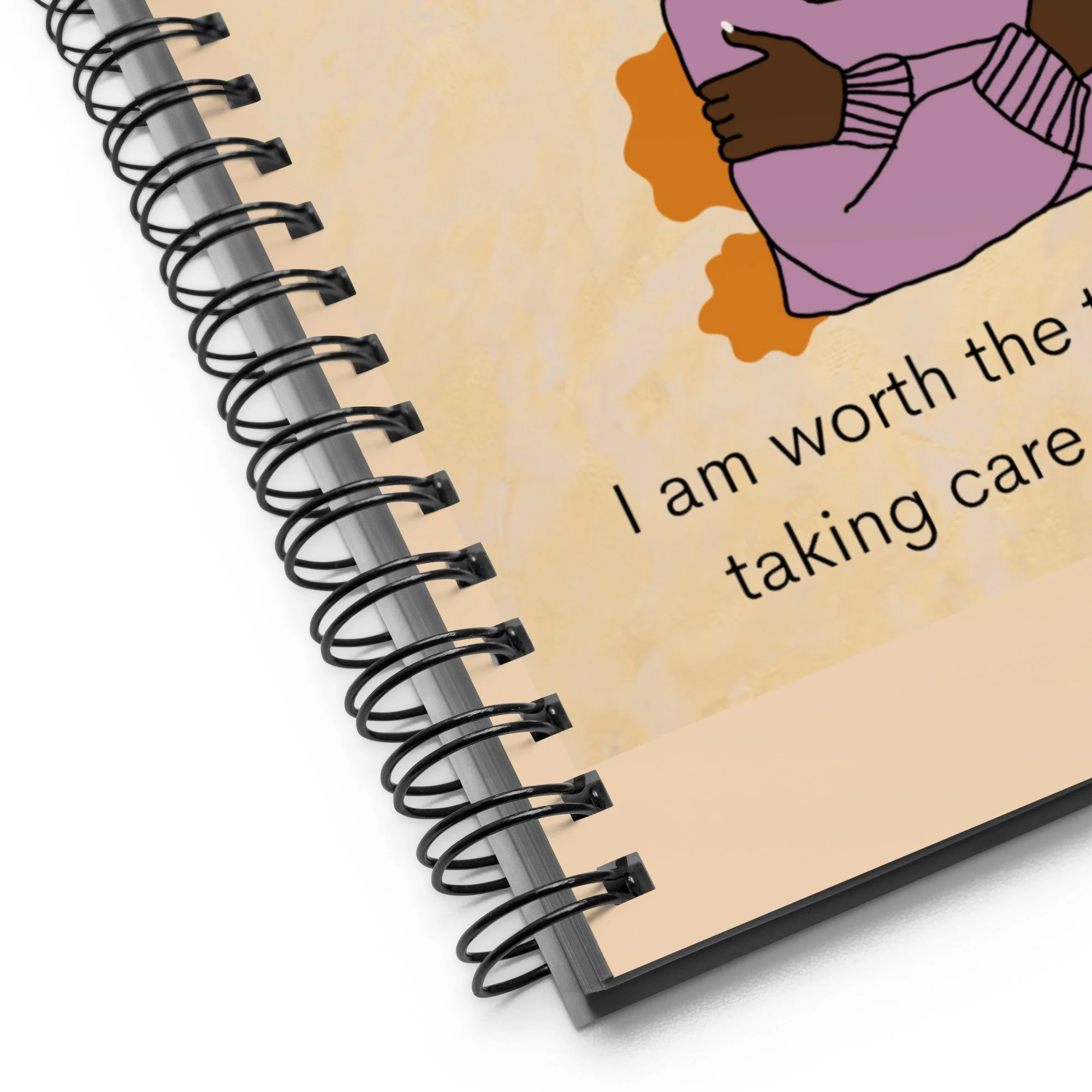 Caring for Myself Affirmation Journal | Black Woman Self-Care Journal | Self-Love & Wellness Spiral Notebook