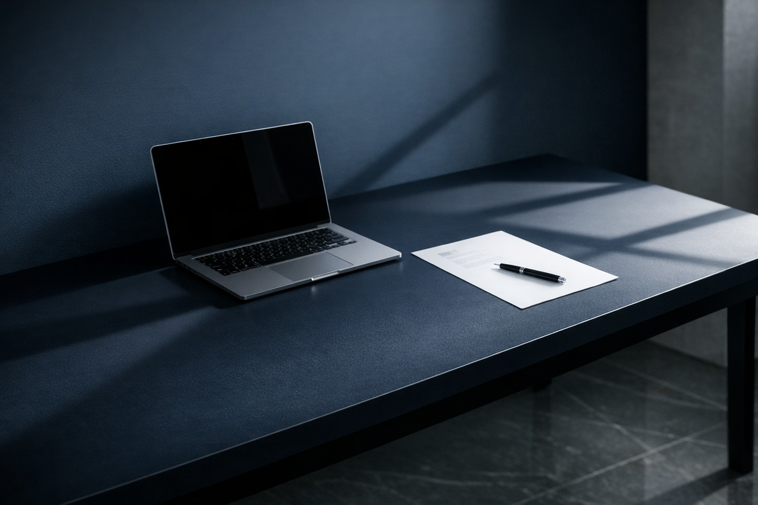 Minimalist workspace with clean lines reflecting the clarity and intentional structure of Velvet Legacy Holdings LLC.