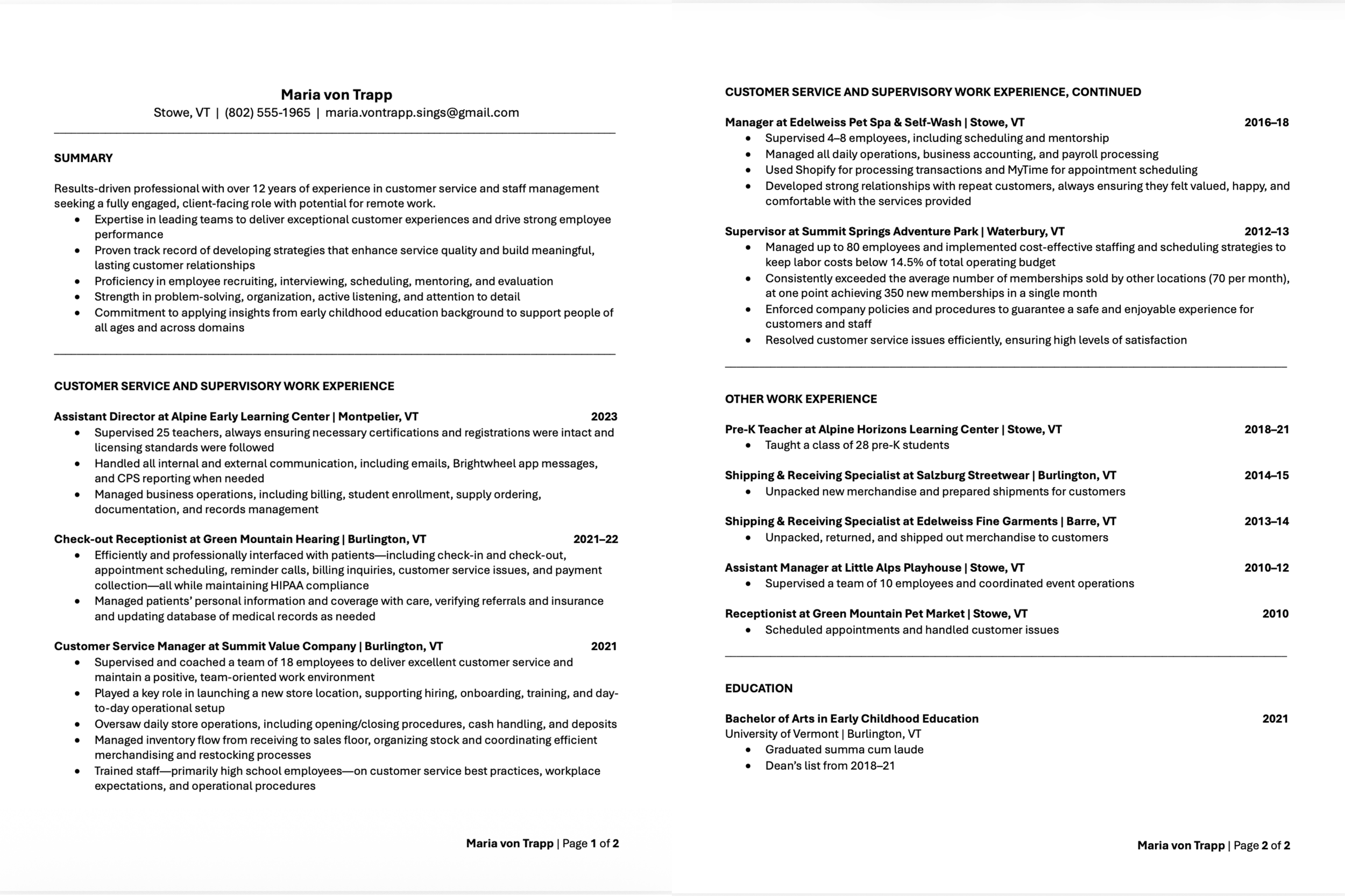 New Résumé by Authentic Editing (2 pages)