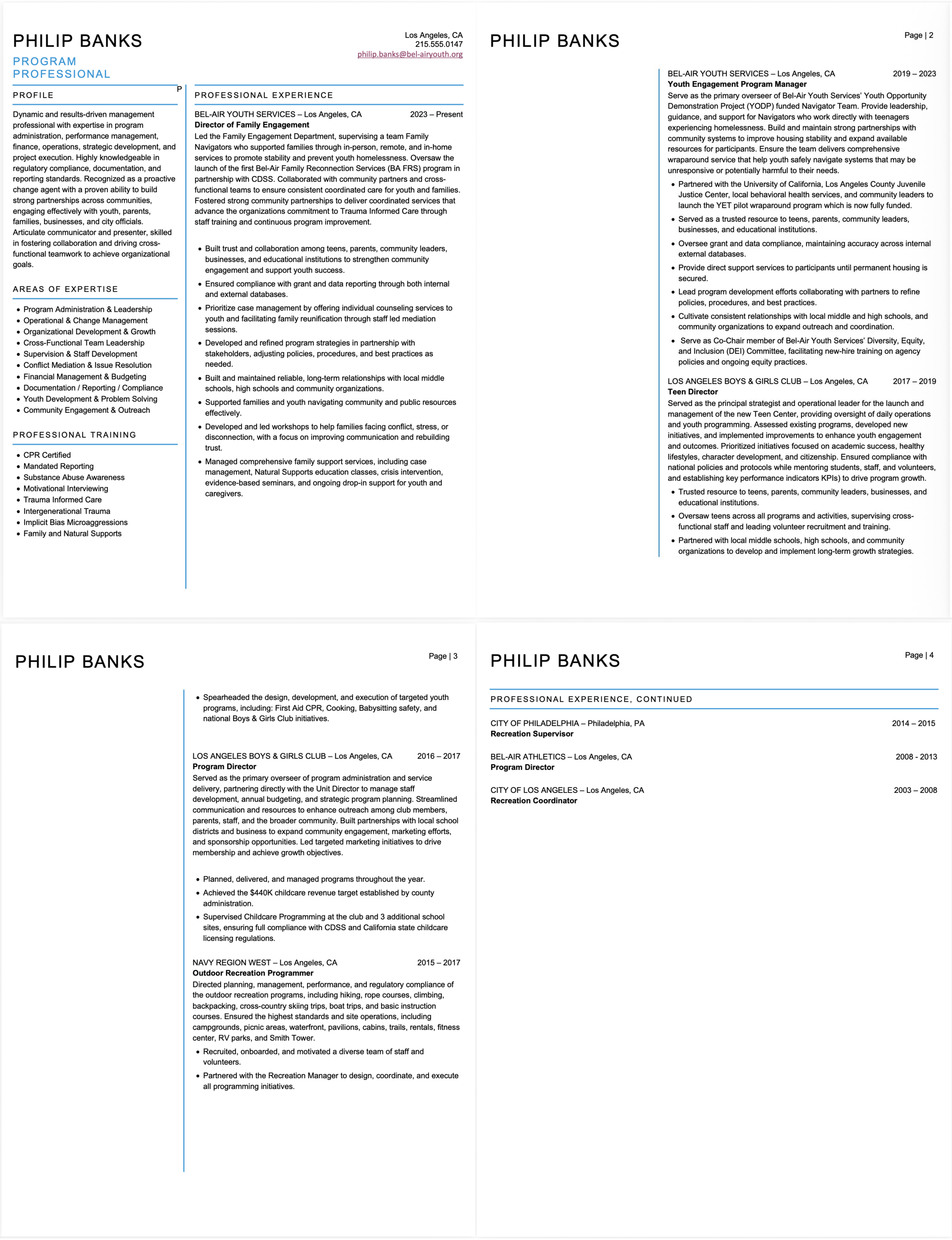 Client's Draft/Original Résumé (4 pages)