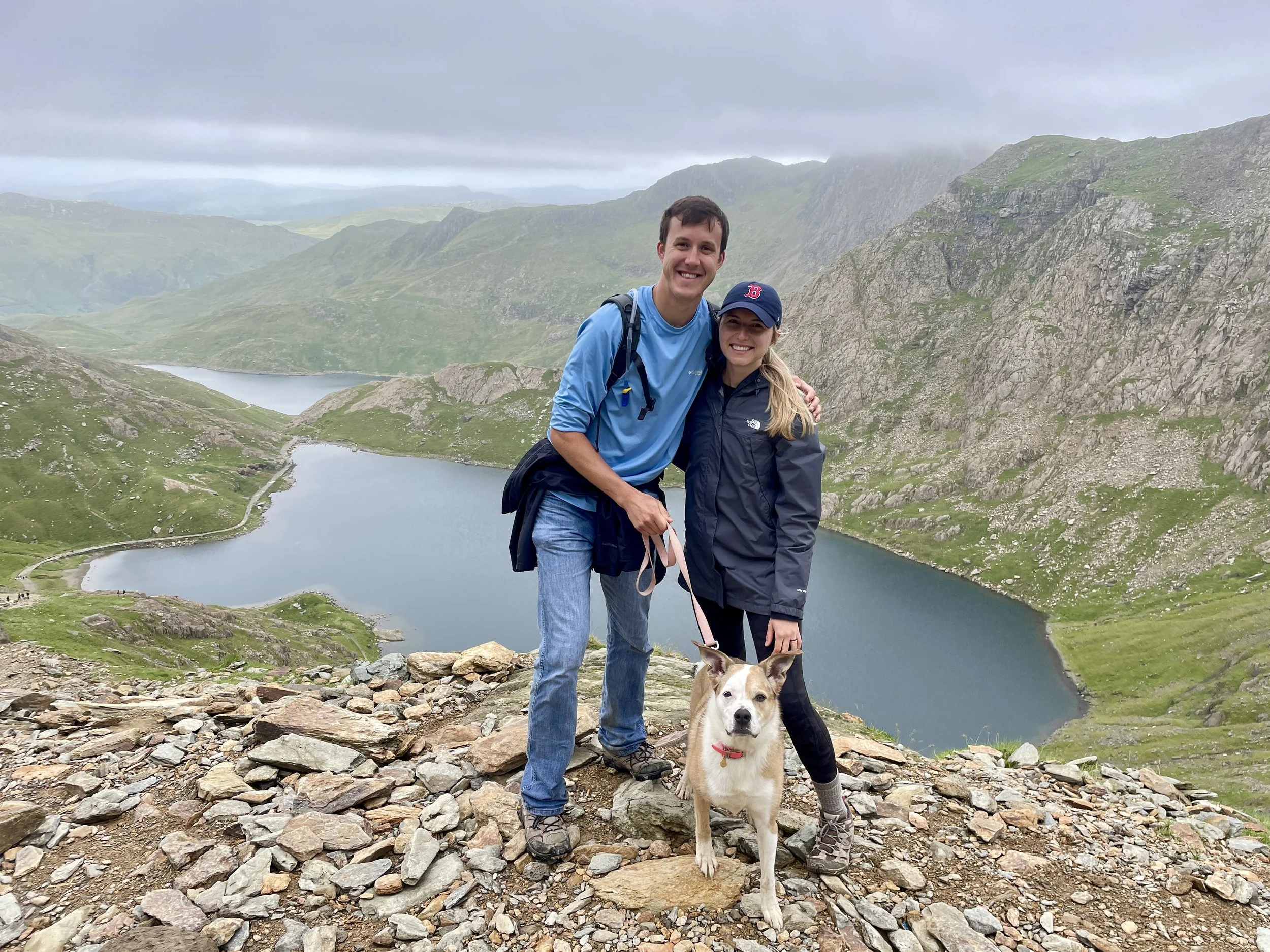 Dr. Mike and Dr.  Amelia’s dog Maggie in Wales traveling abroad with international veterinary health certificate from Highview Veterinary Hospital in Boerne, Texas.