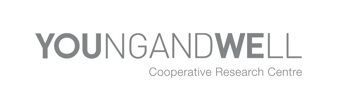 Logo for Young and Well Cooperative Research Centre featuring the text "YOUNG AND WELL" in large font, with "Cooperative Research Centre" below in smaller font.