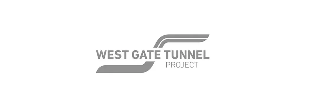 Logo for the West Gate Tunnel Project with stylised lines and text.