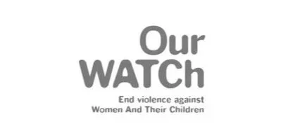 Logo for Our Watch with the tagline 'End violence against Women And Their Children'.