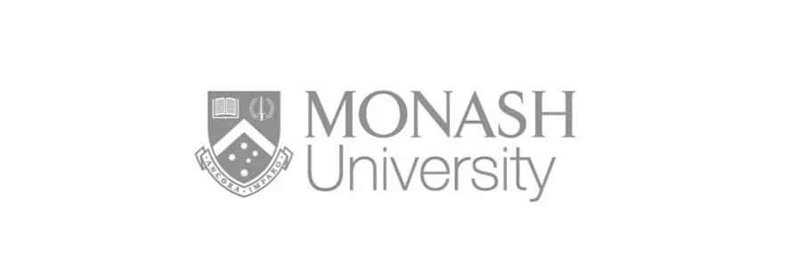 Monash University logo featuring a shield with symbols and the university's name.