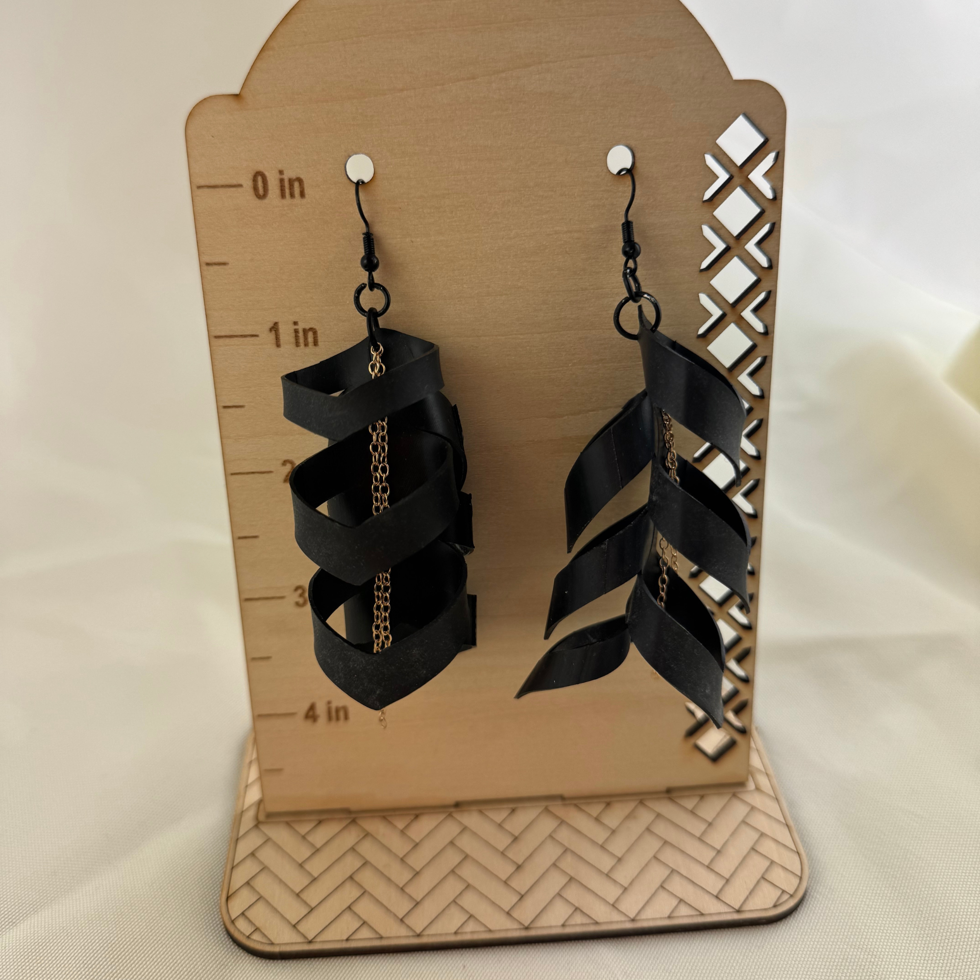 Up-cycled Bike Tube and Chain 6 Link Earrings.png