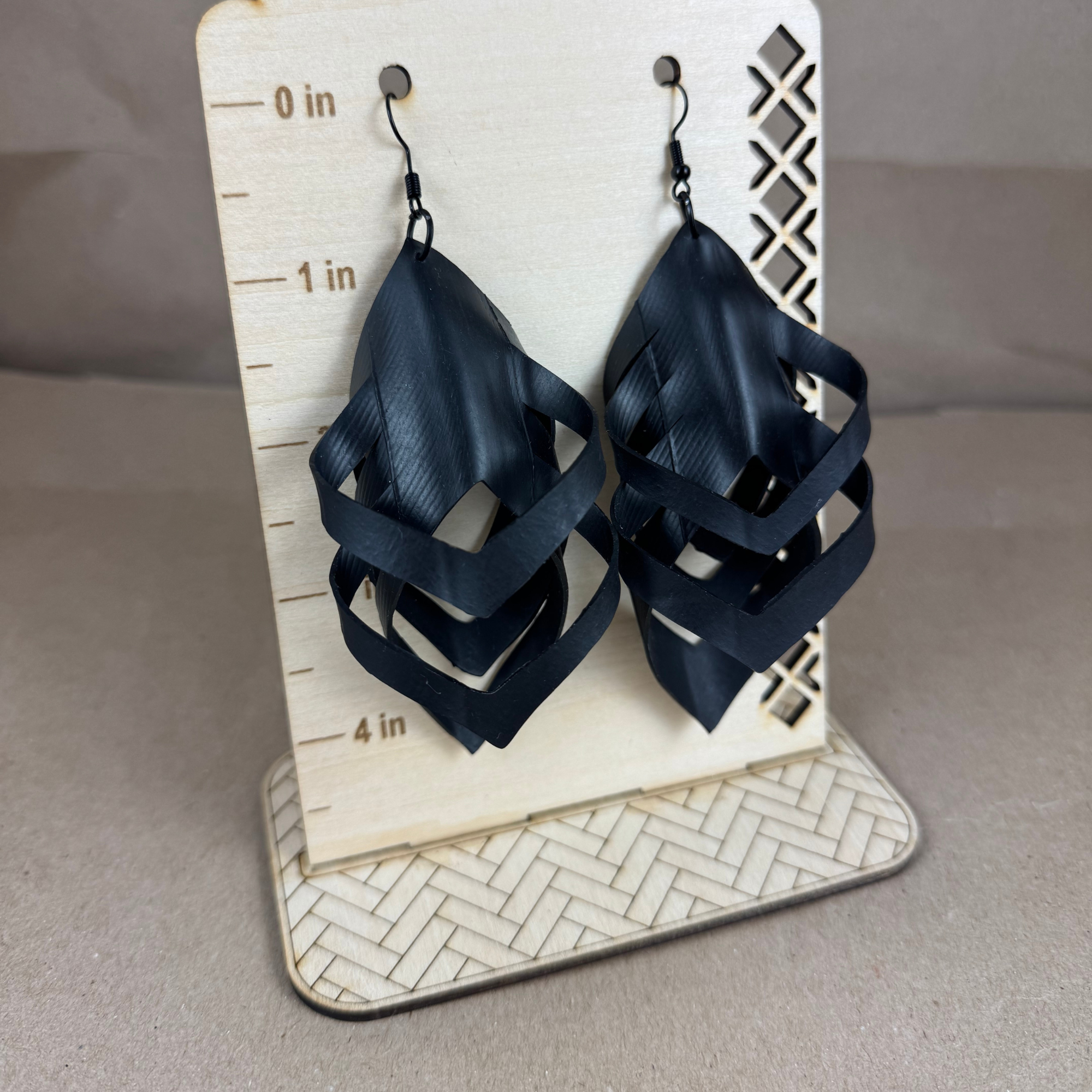 Wide Up-cycled Bike Tube 5 Link Earrings.png