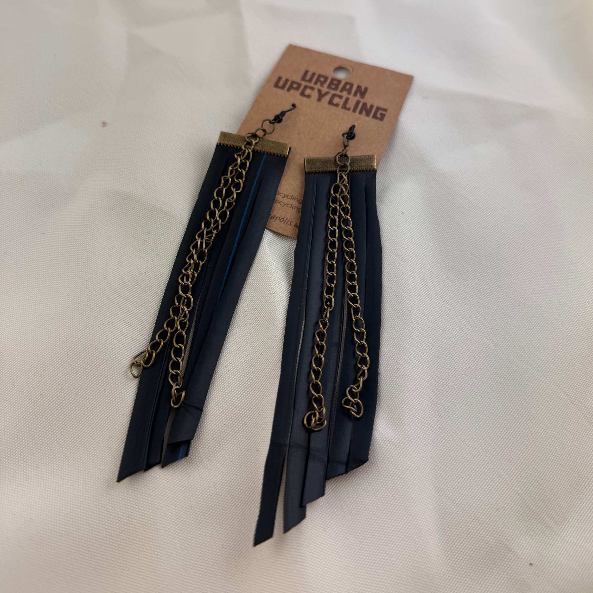 Tassel Up-cycled Bike Tube and Chain Earrings.png