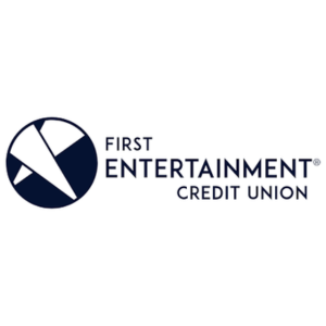First Entertainment Credit Union logo with a black and white circular icon and navy blue text