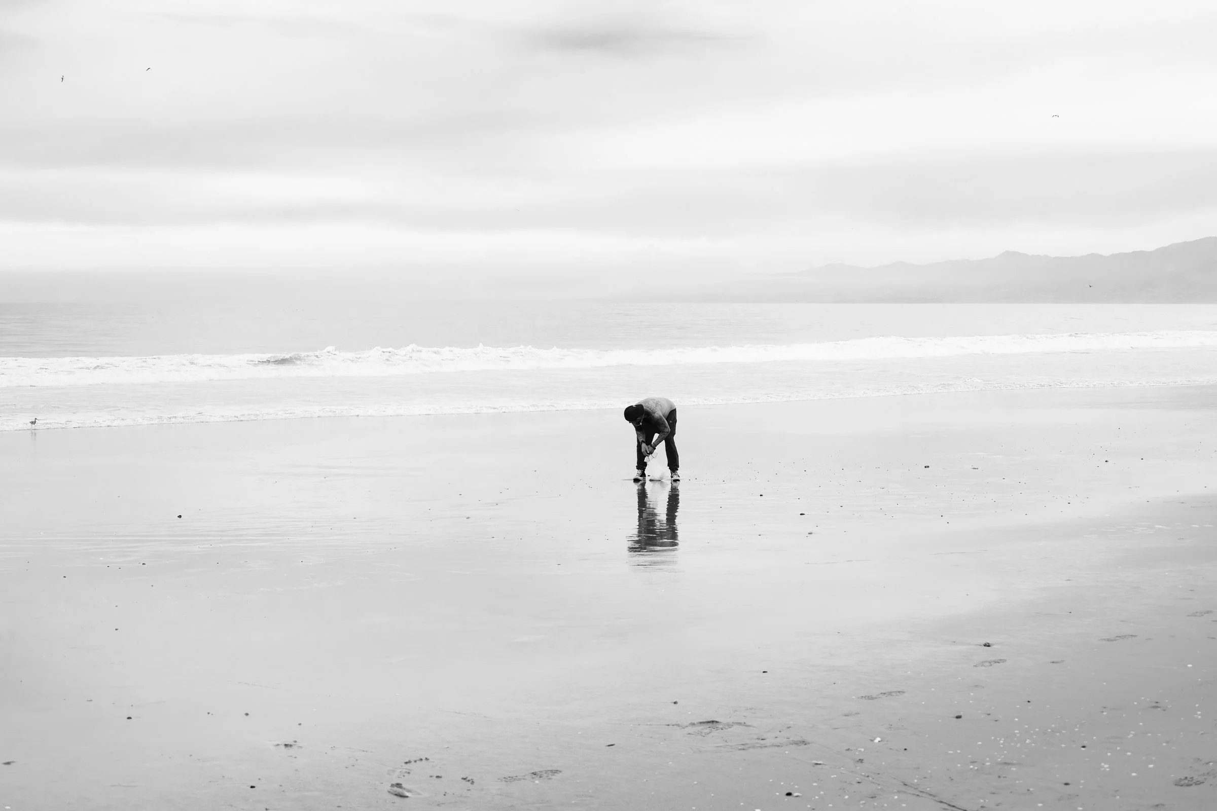 minimalist man on beach