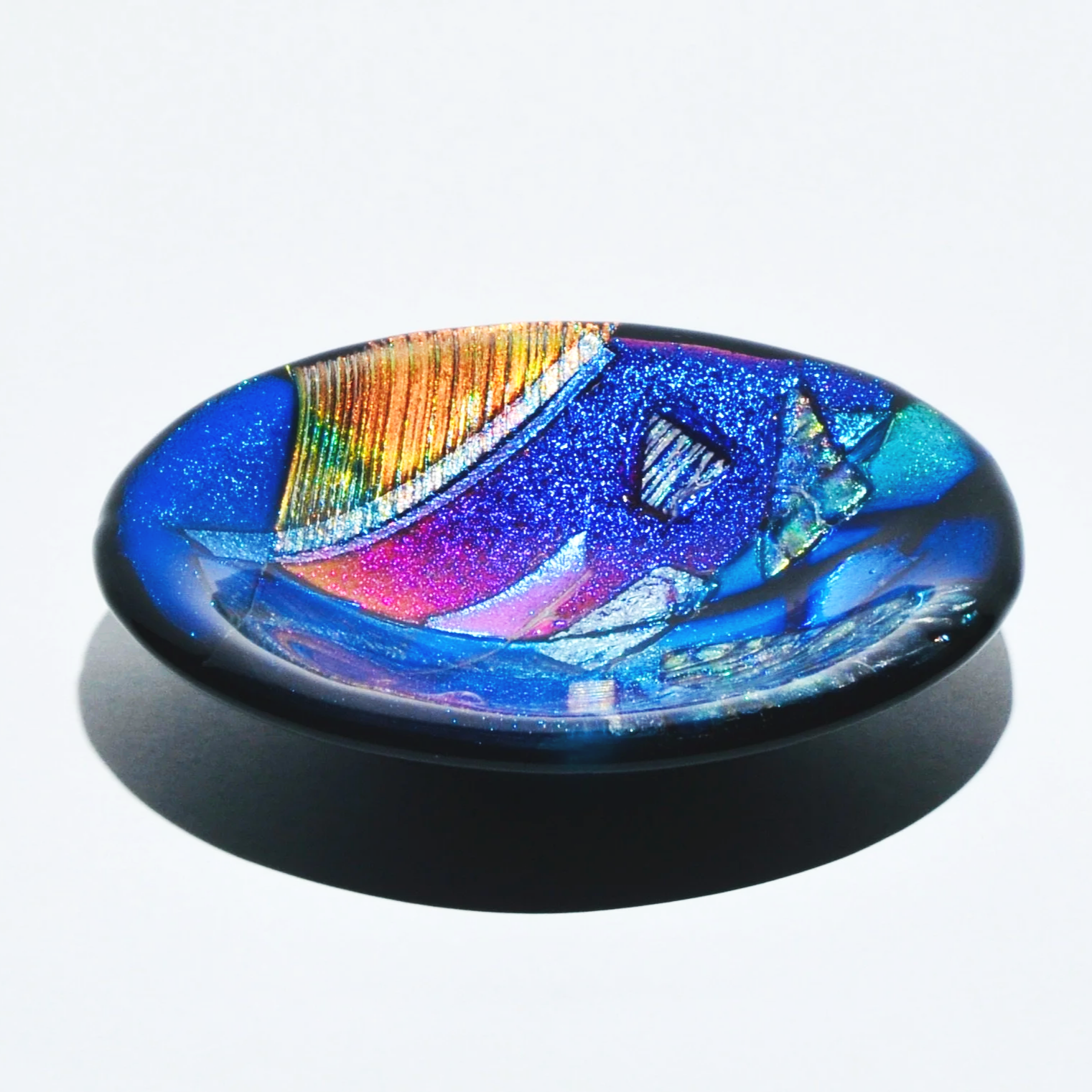 Dichroic Bowl - fused and slumped dichroic glass bowl.