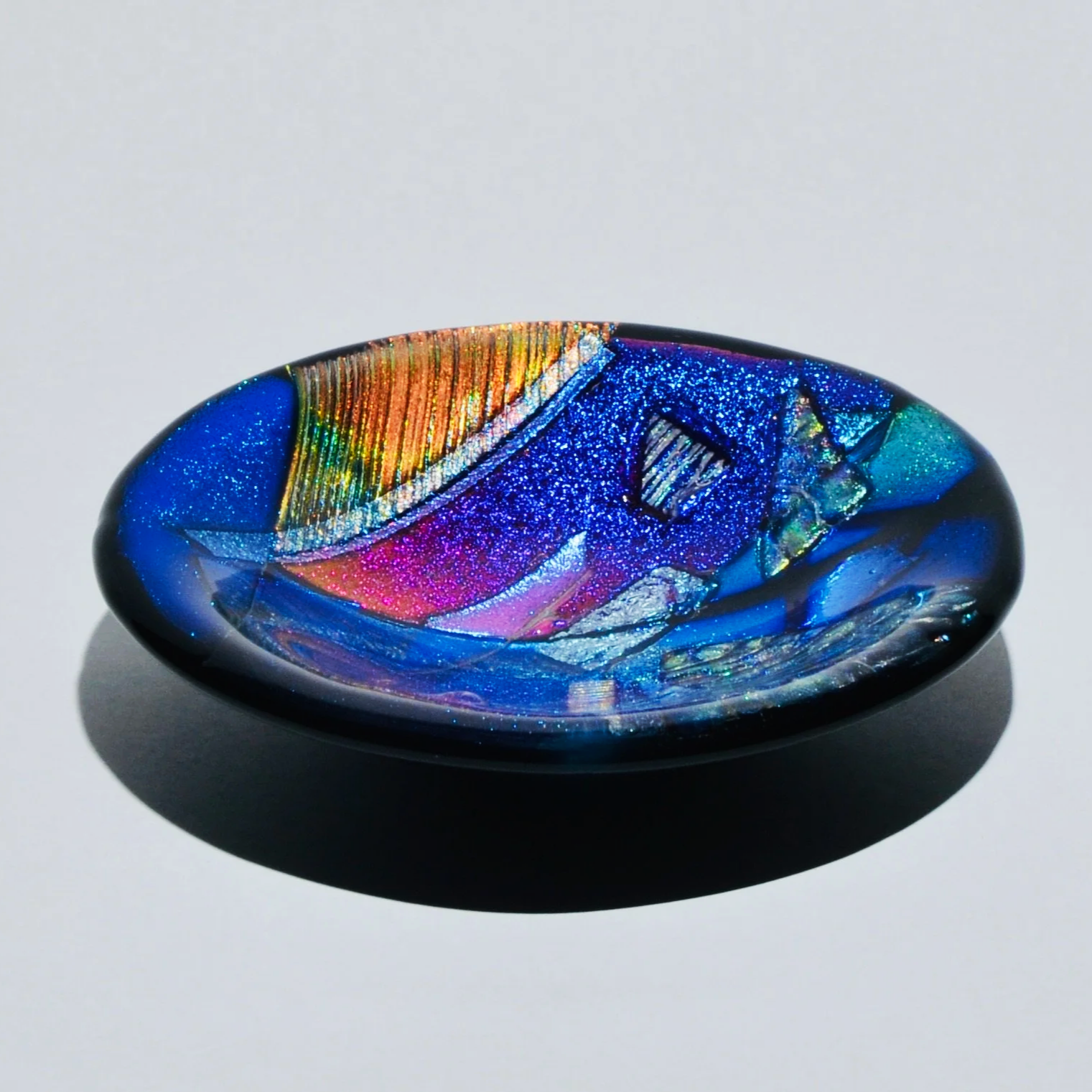 Dichroic Bowl - fused and slumped dichroic glass bowl.