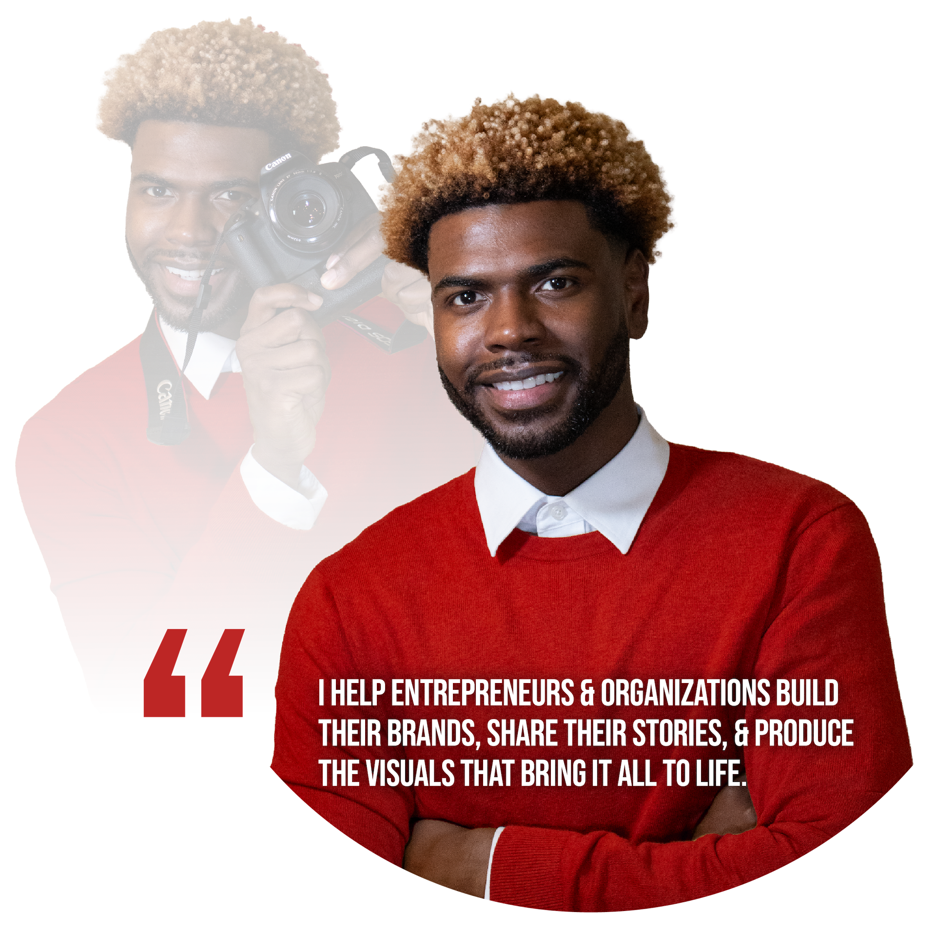 Troy Walker, brand strategist and founder of Walker Creative Solutions, holding a camera and representing visual storytelling services.