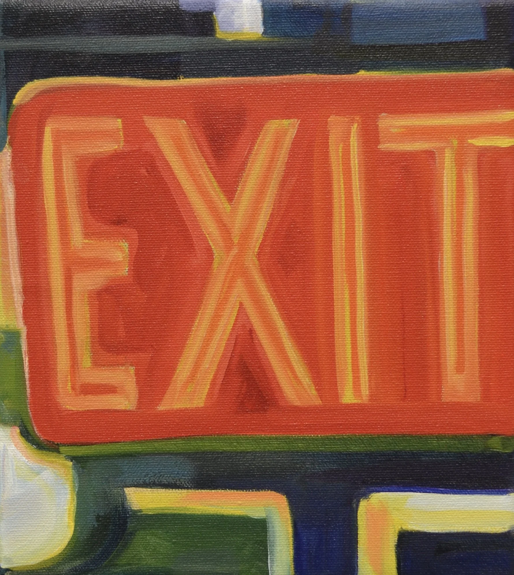Exit Here, 2023
Oil on Canvas (Composition by Brendan McKelvy)
9 x 8 in.
