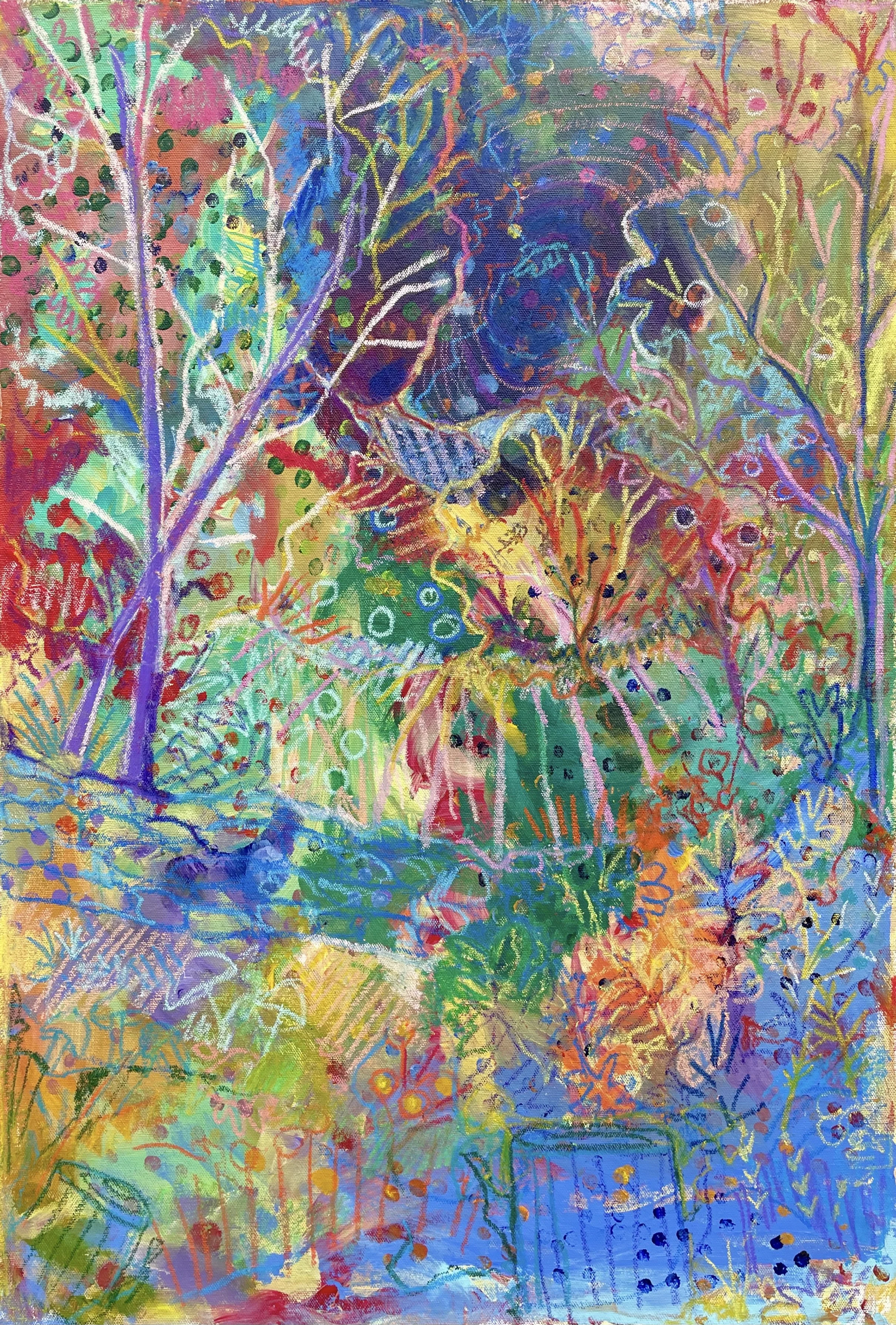 Patterned Plains, 2025
Acrylic and Oil Pastel on Unstretched Canvas Mounted on Wood
27.75 x 18.75 in.