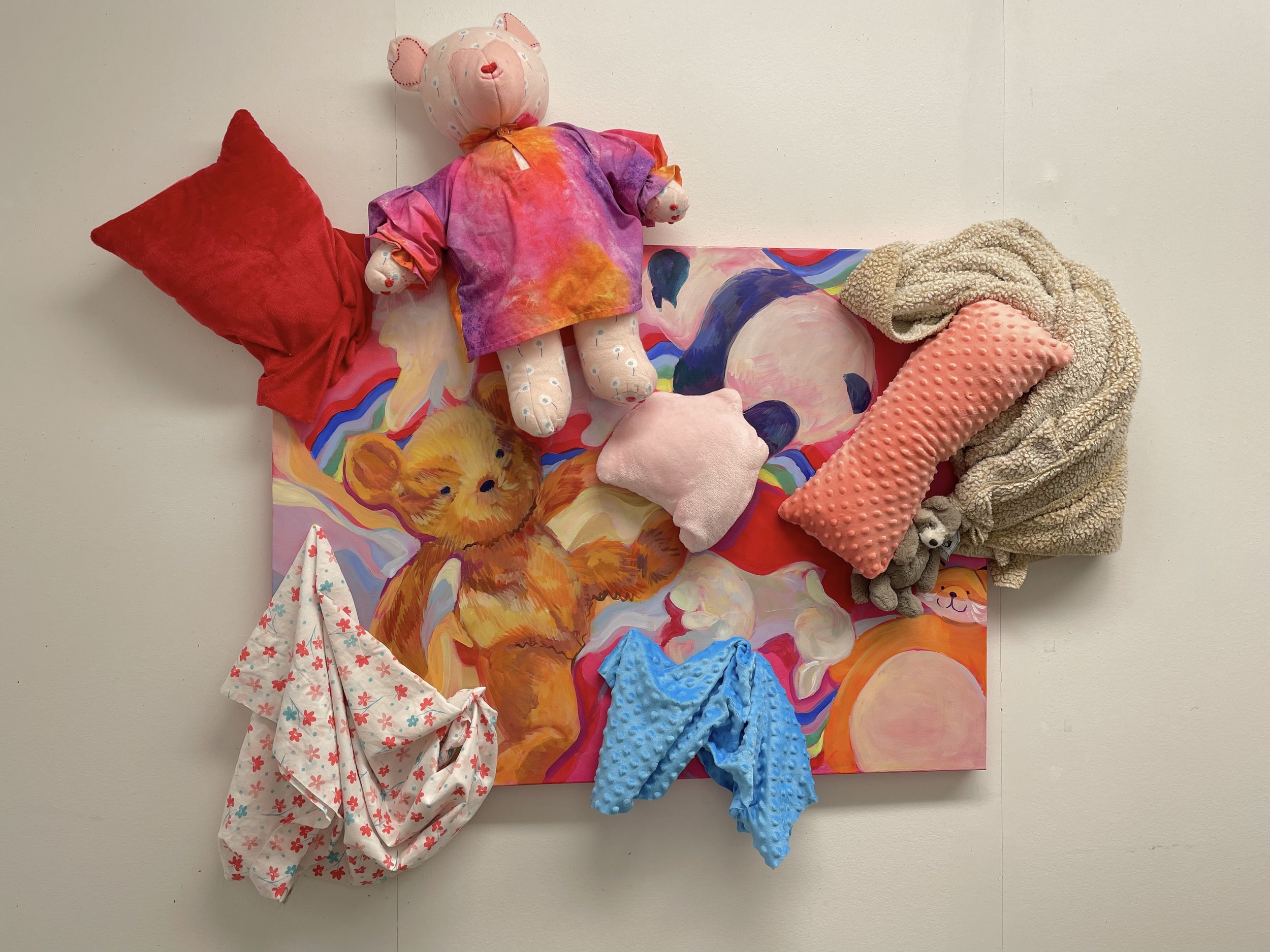 Love Your Stuffed Animals, 2022
Soft Sculpture, Stuffed Animals, and Acrylic on Canvas
30 x 40 in.
